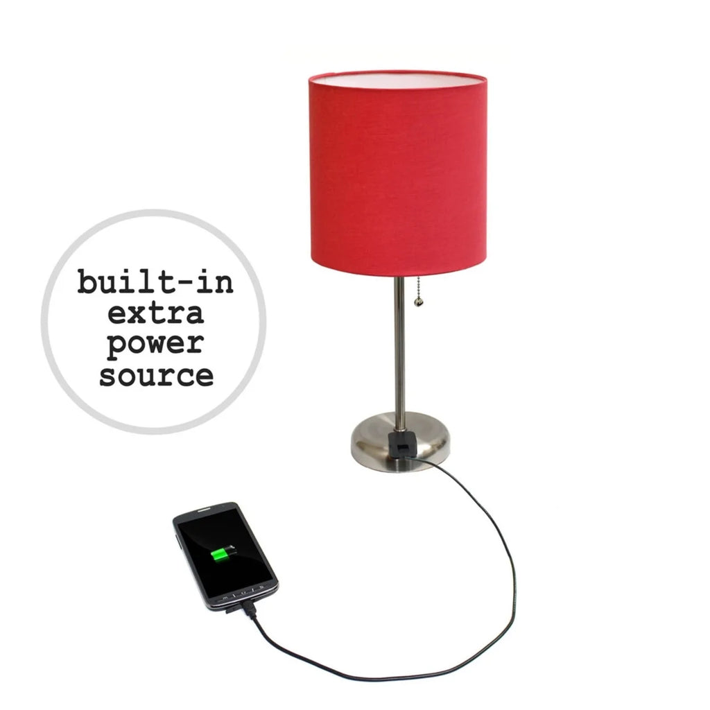 Stick Lamp with Outlet and Fabric Shade Two Pack Set M1548