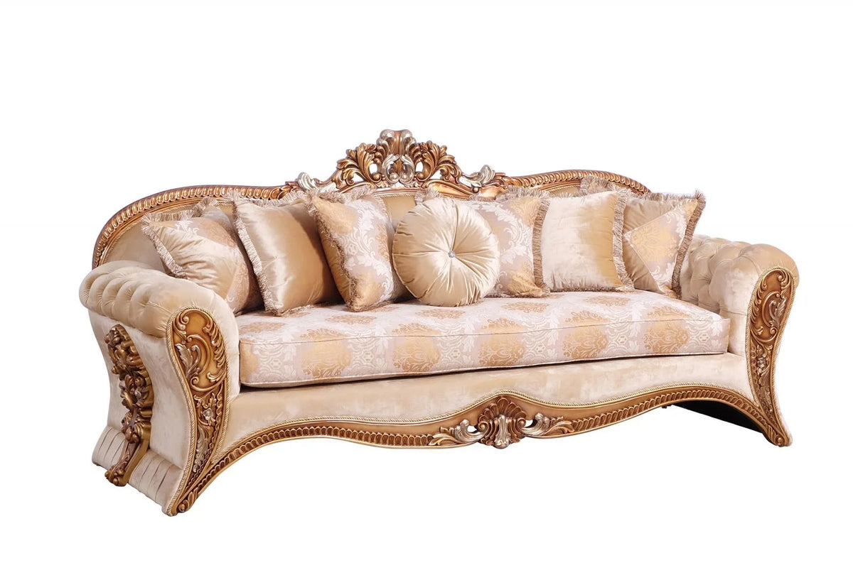 Gold & Brown Sofa Set 3Pcs P554195
