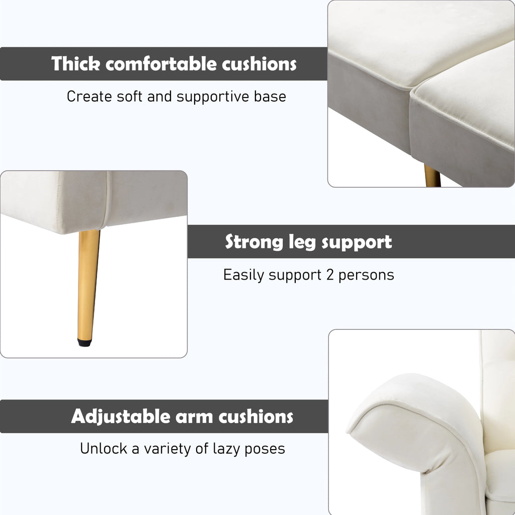 Velvet Futon Sofa Bed with 3 Adjustable Positions N235084