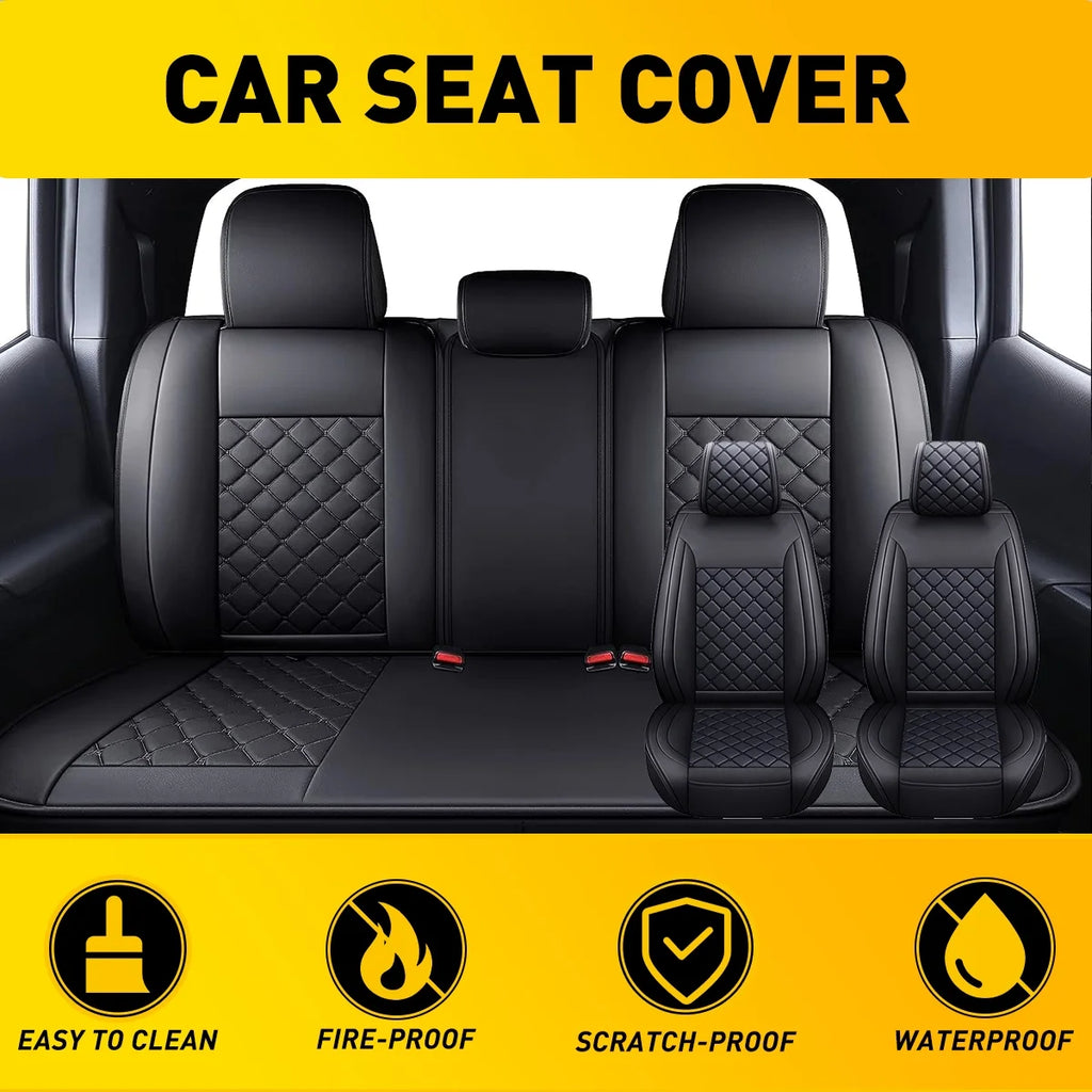 Waterproof Leather Car Seat Covers Full Set for Toyota Tacoma Crew Cab V817