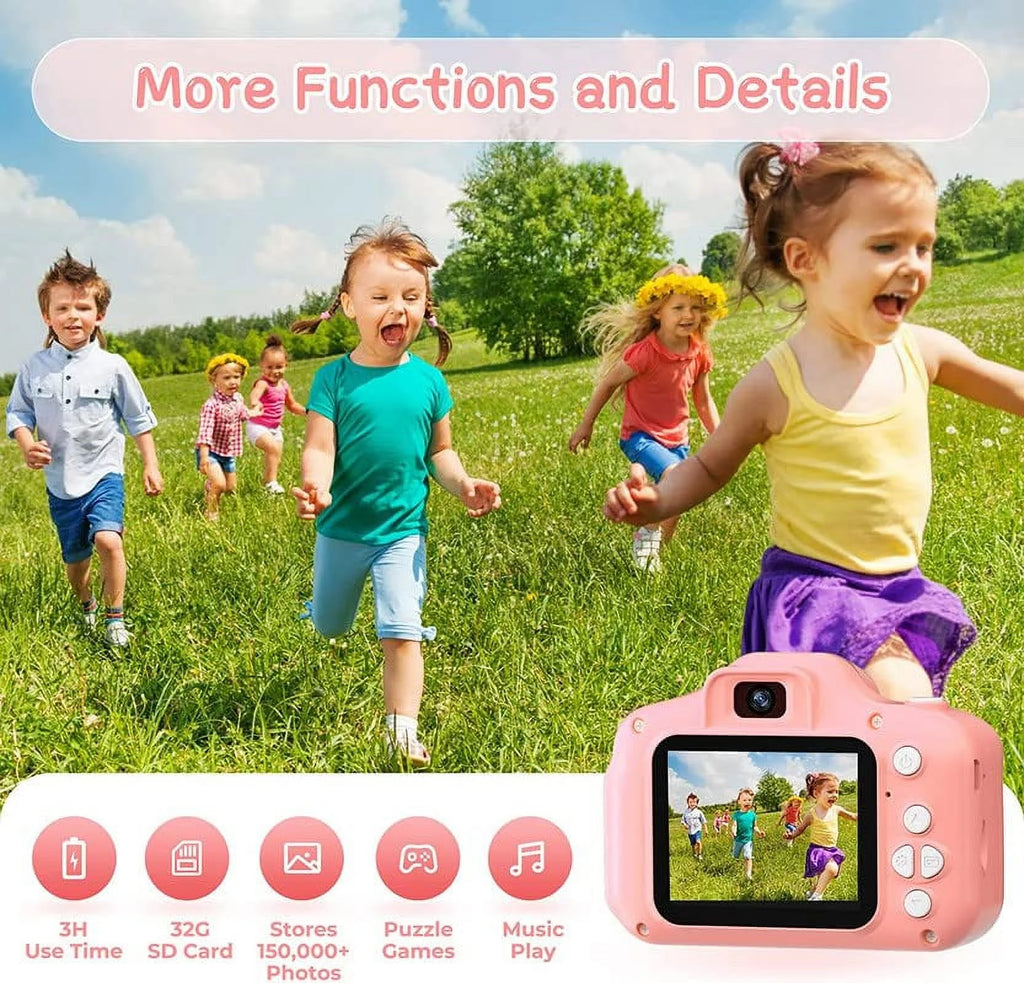 Kids Selfie Camera 1080HD 20MP Digital Camera with 32GB SD Card, Pink G9491