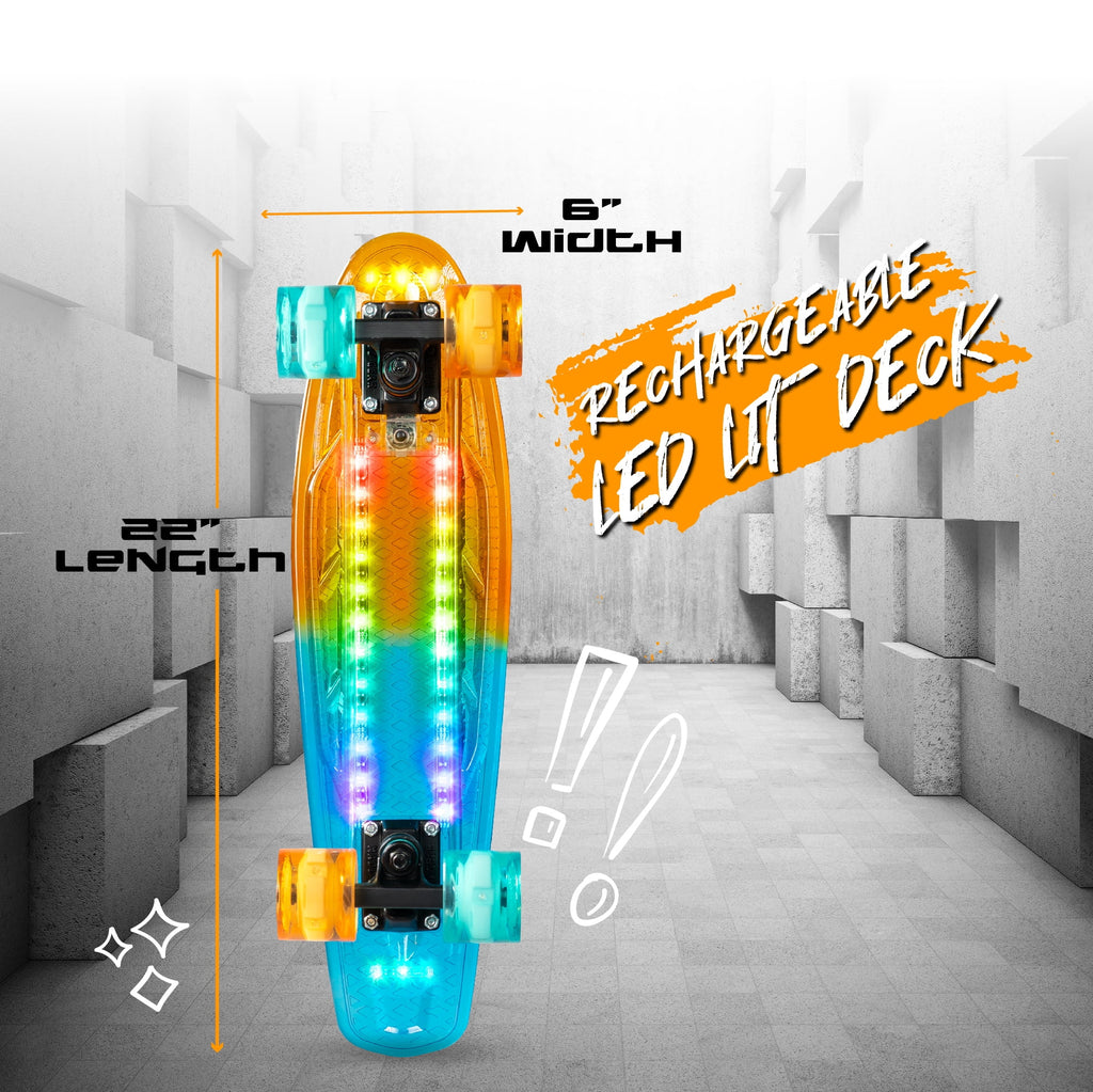Light-up Skateboard Mini Cruiser 62mm Wheels Complete Board Orange A51167