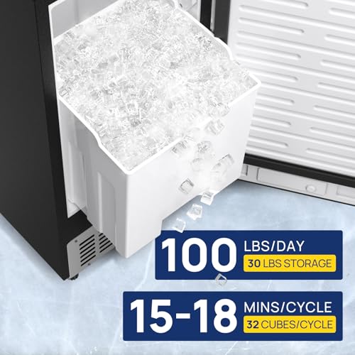 15 Inch Stainless Steel Built-in Freestanding Ice Maker with 30lbs Storage Bin X190