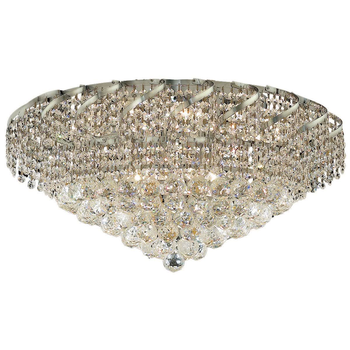 10 Light Chrome Flush Mount Clear Crystal H7991
