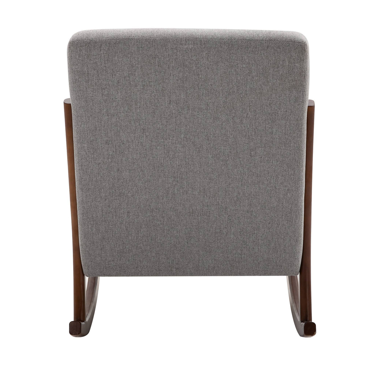 Grey Upholstered Rocking Armchair with Wood Base and Linen Fabric J244548