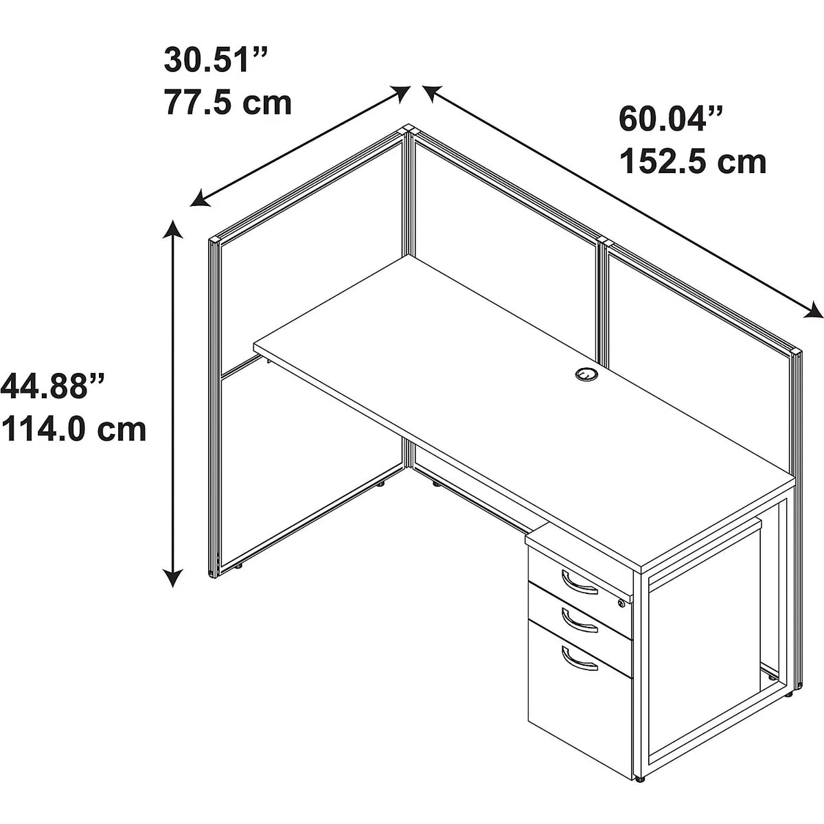 Mocha Cherry 60W Straight Desk 3 Drawer V771000