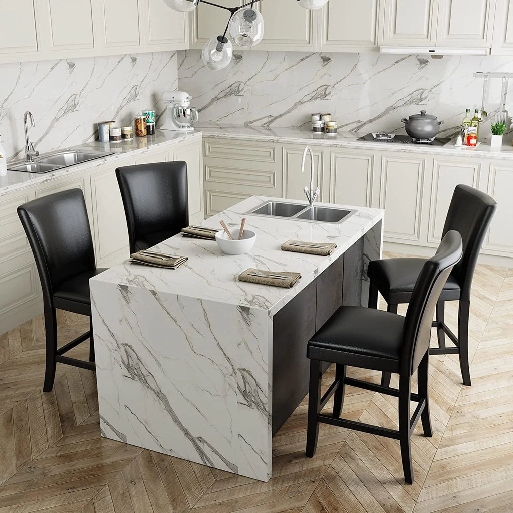 Black Faux Leather Bar Stools Set of 2 U22778