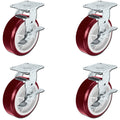 Heavy Duty 6 x 2 Polyurethane Swivel Casters with Brakes, Pack of 4 L21474