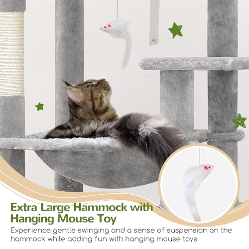 Light Grey 70 inch Cat Tree with Scratching Post D605176