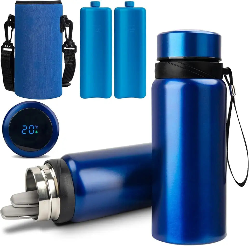 Blue Large Insulin Pens Cooler Travel Case with 2 Biogel Ice Pack L949