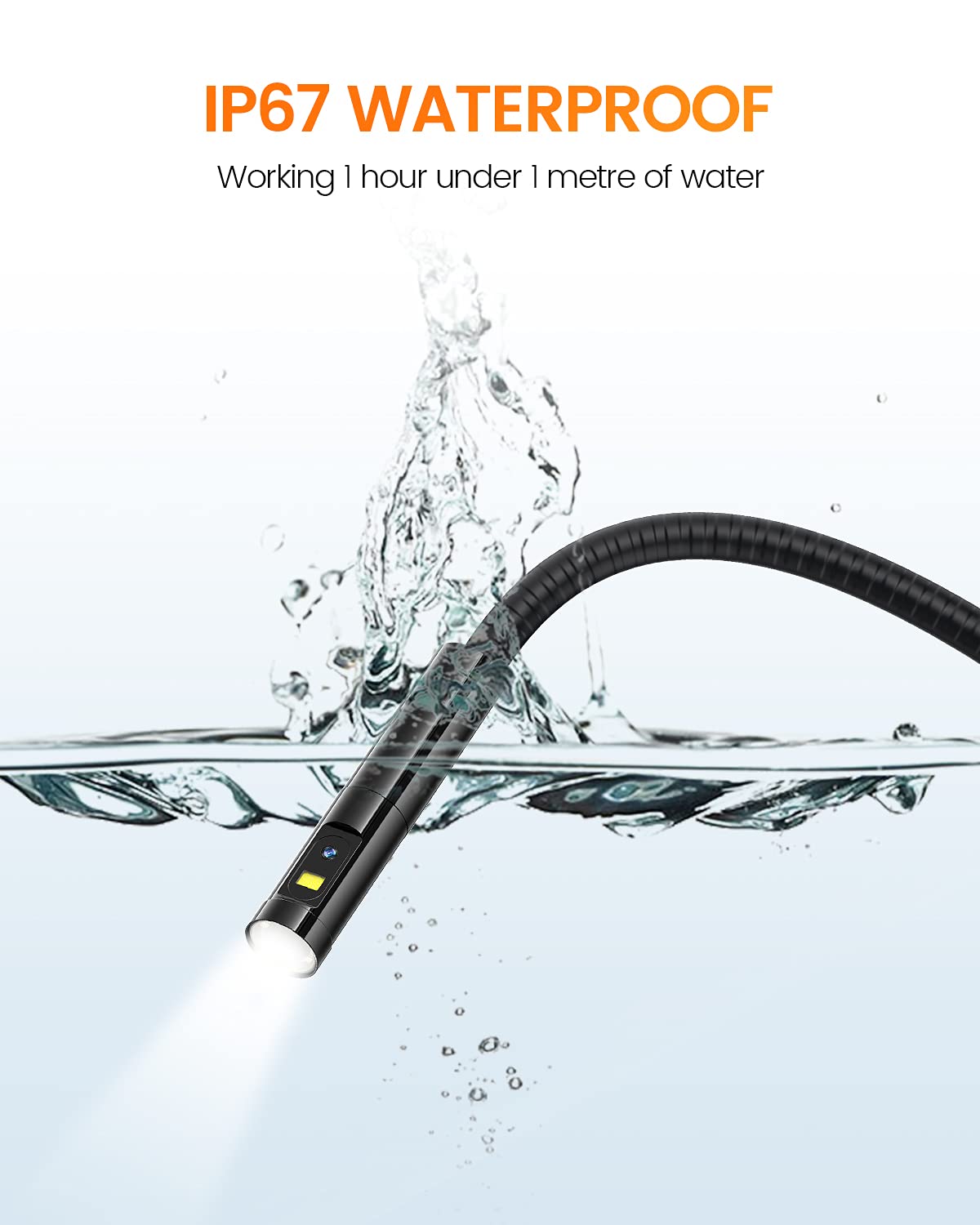 Dual Lens Inspection Camera with Light, 5 IPS Screen, 16.4ft Flexible Probe, 1080p P562