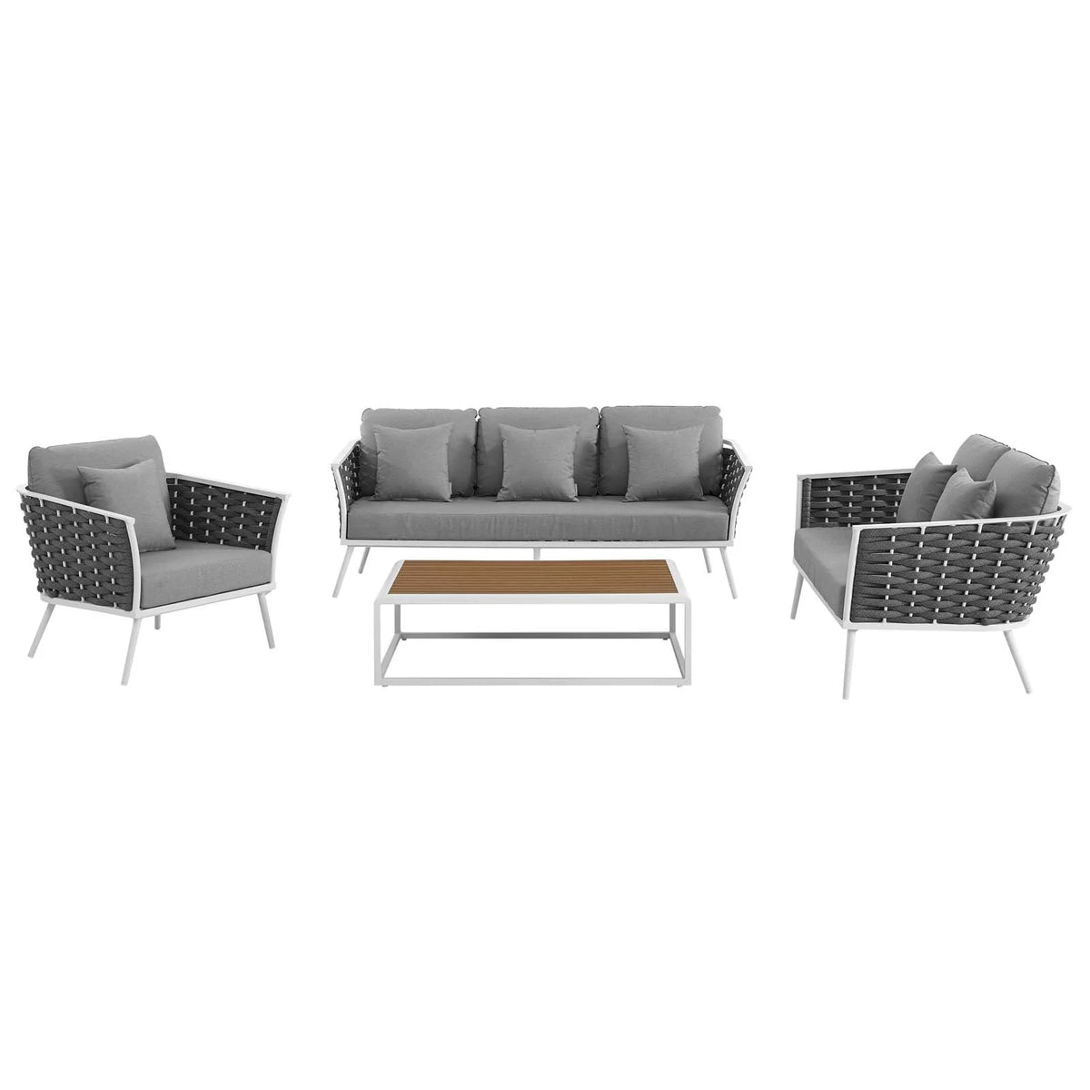 White Gray 4 Piece Outdoor Aluminum Sectional Sofa Set Z68339