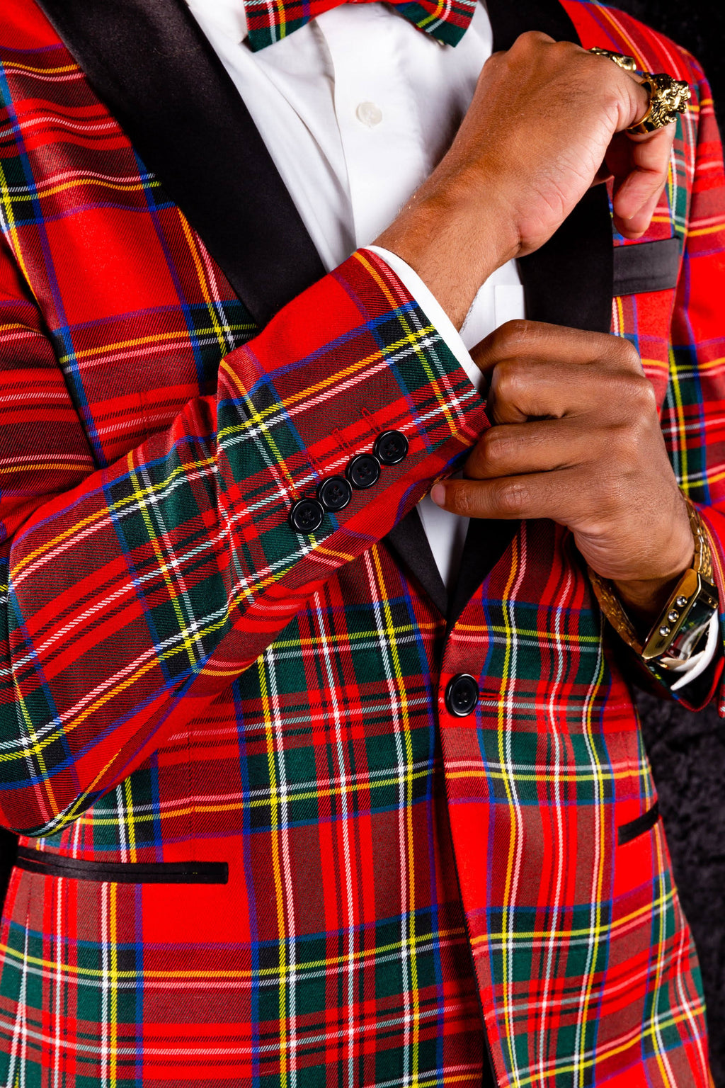 Tartan Plaid Tuxedo, Size 50, Black/Red B421