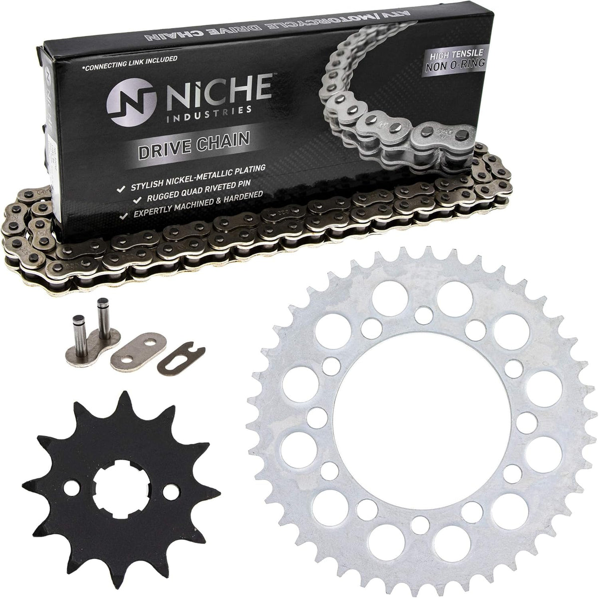 Drive Sprocket Chain Combo Front 12 Rear 42 Tooth 520NZ Standard 88 Links Pack of 2 P8108