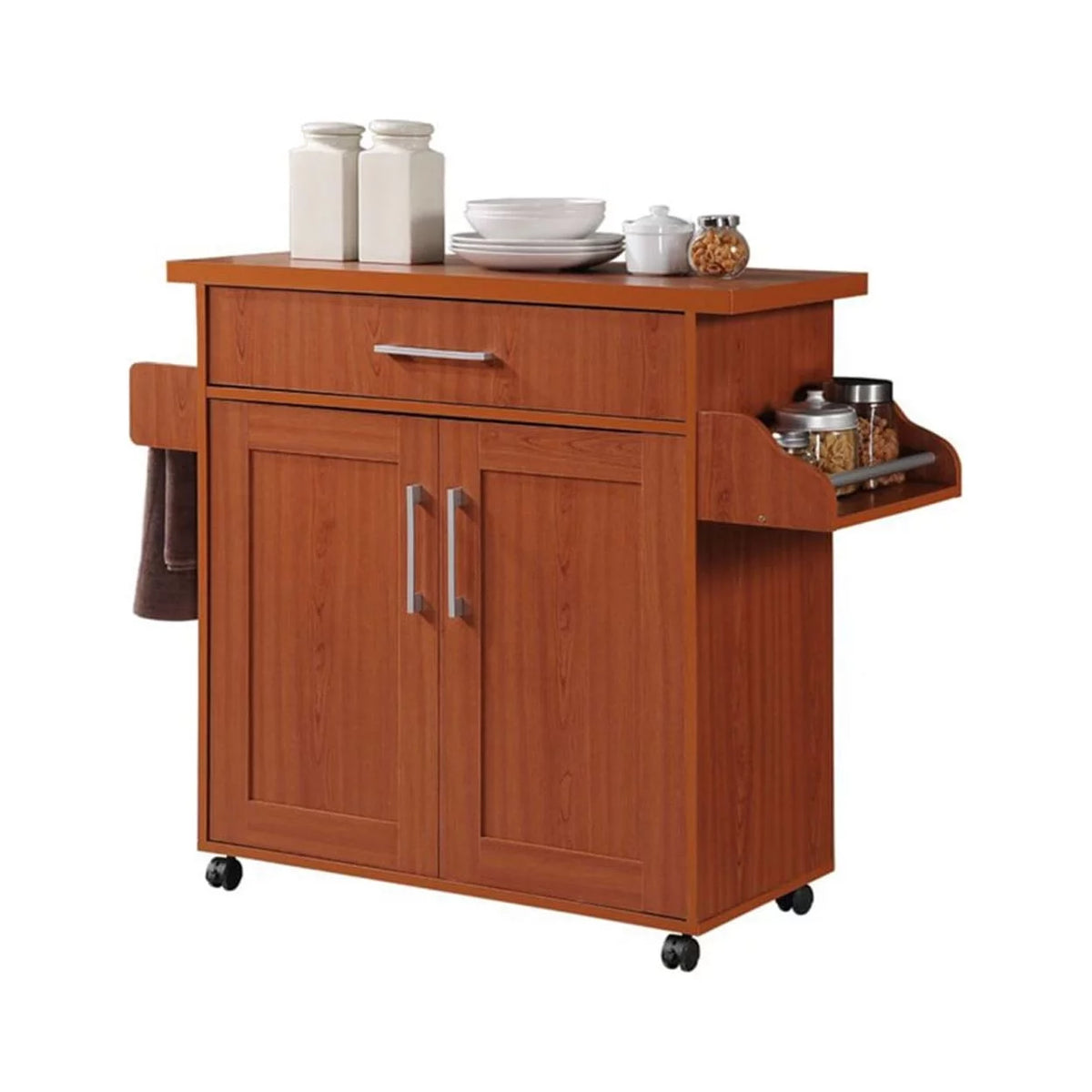 Kitchen Island with Spice Rack and Towel Holder L100