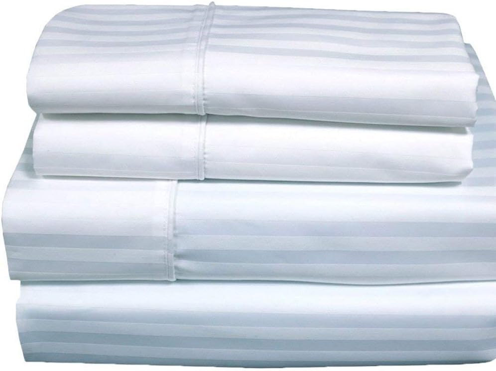 White 4 Piece Cotton Blend Sateen Bed Sheets, Cal King I681657