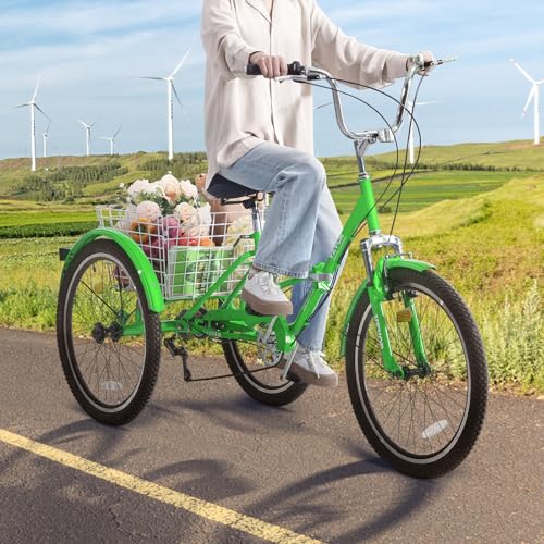 24-Inch Carbon Steel Folding Tricycle with Basket U4200