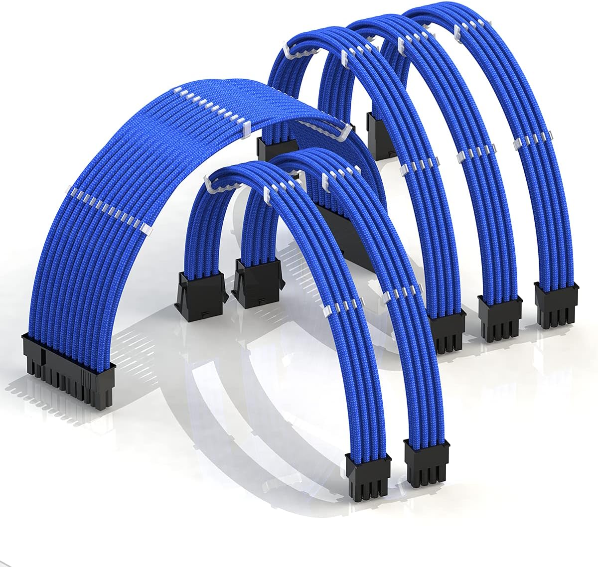 30cm PSU Cable Extension 18AWG Oxygen Free Copper Teflon Jacket Mod GPU PC w/Comb Kit 24 P (20+4) CPU 8 P (4+4) GPU 8 P (6+2) Set 300mm Blue J7734