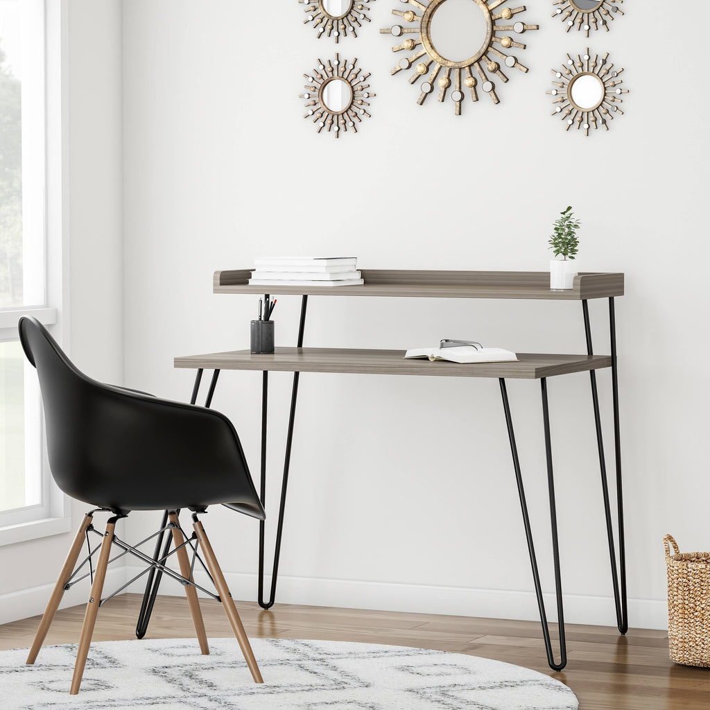 Sonoma Oak Gunmetal Grey Desk with Riser S16440