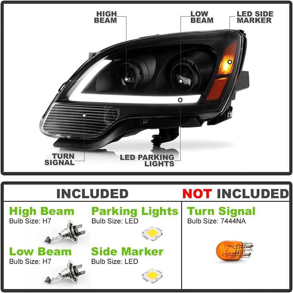 Black LED Projector Headlights Pair Z7607