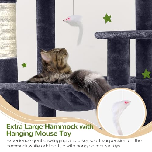 Light Grey 70 inch Cat Tree with Scratching Post D605176
