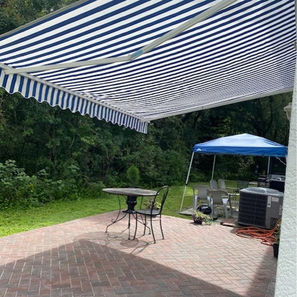 20x10 Feet Polyester Patio Awning Fabric Replacement Blue/White Stripes E605