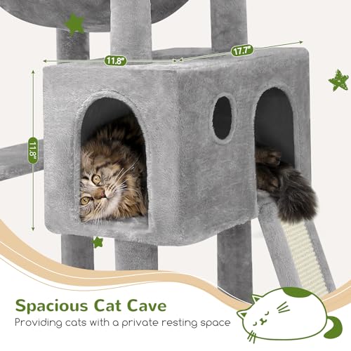 Light Grey 70 inch Cat Tree with Scratching Post D605176