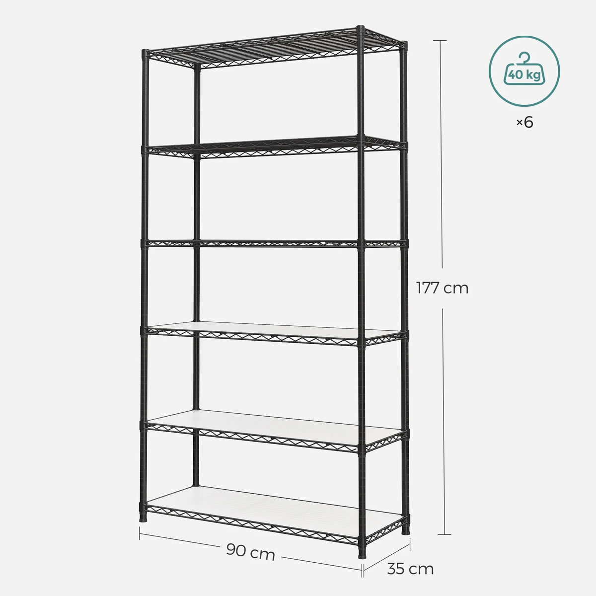 6-Tier Black Wire Shelving Unit T2572