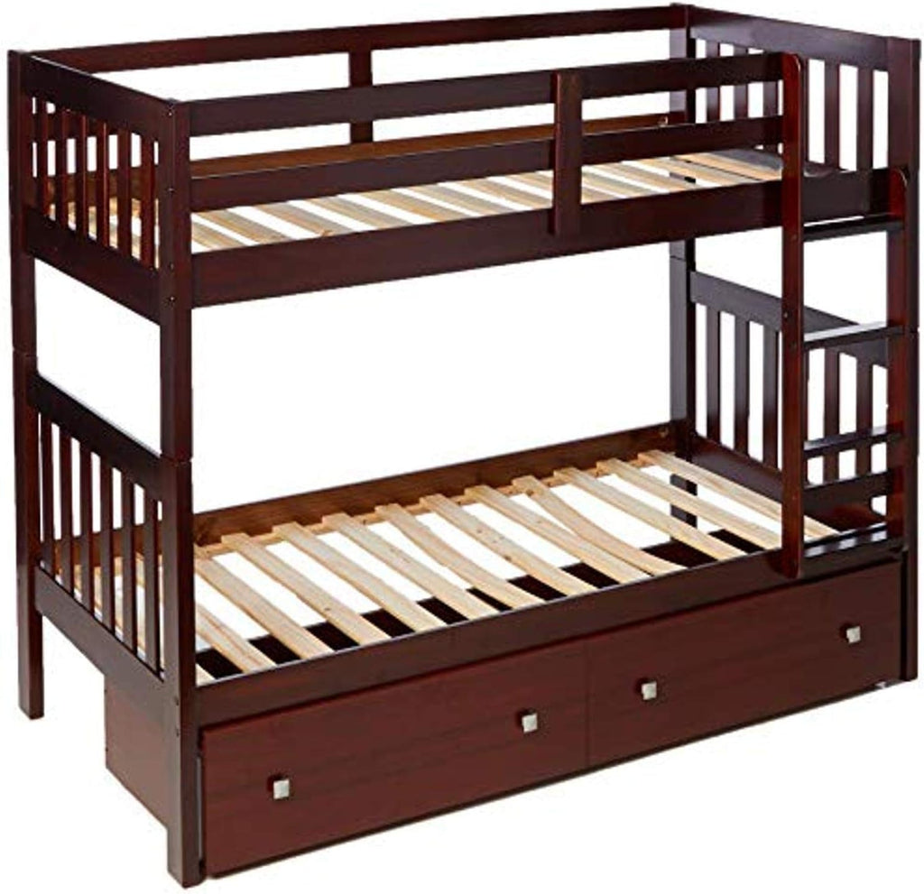 Dark Cappuccino Kids Mission Bunk Bed with Under Bed Drawers S83481