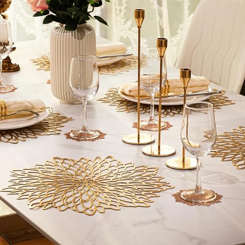 6 Pack Silver Metallic Glitter Vinyl Round Placemats W36008