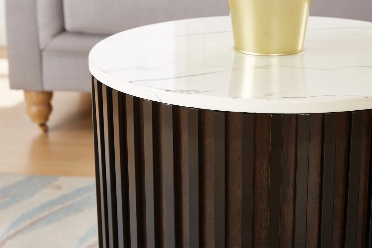Round Coffee Table with Storage, Black O8710