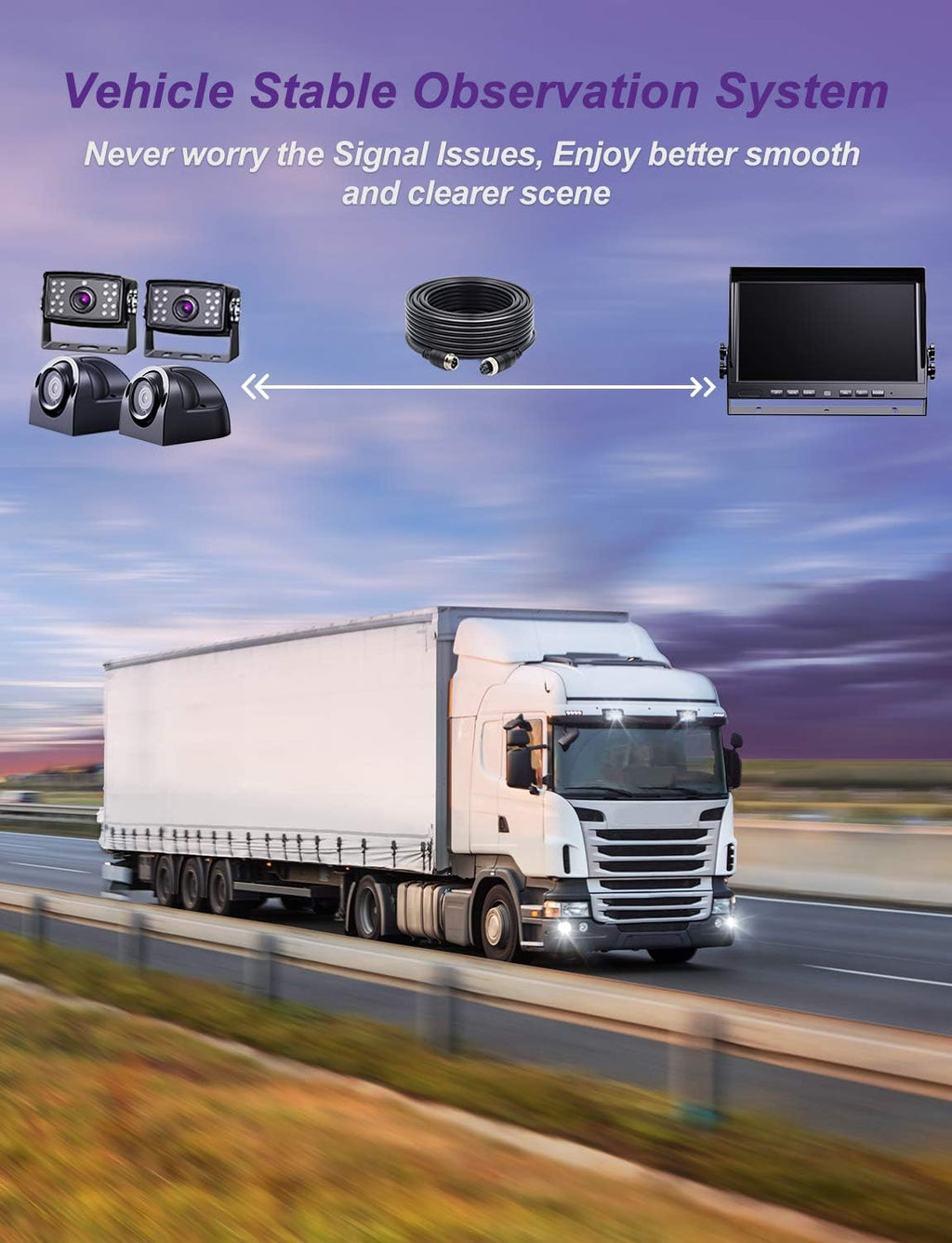 10 Monitor 4 Channel Waterproof Backup Camera System V9250