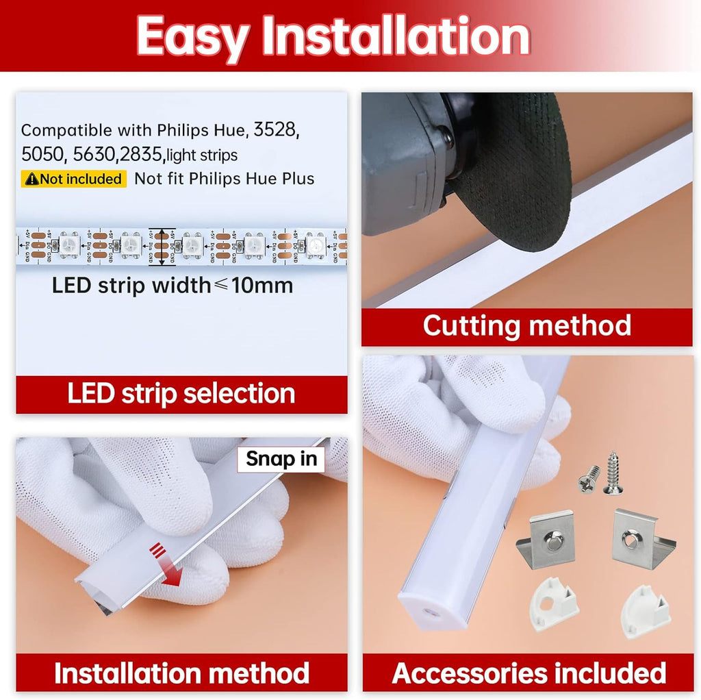 Black LED Channel System with Crystal Smoky Clear Cover Lens, Aluminum Extrusion Profile Strip Tape Lights V-Shape R2360