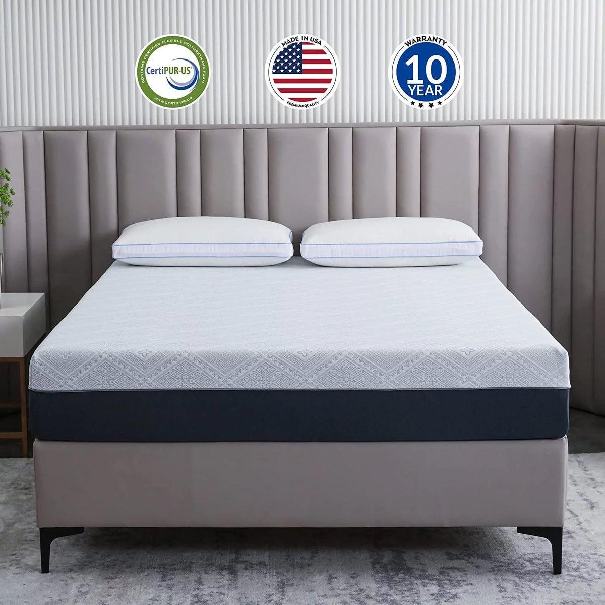 King 8 Inch Bamboo Charcoal Gel Memory Foam Mattress I255