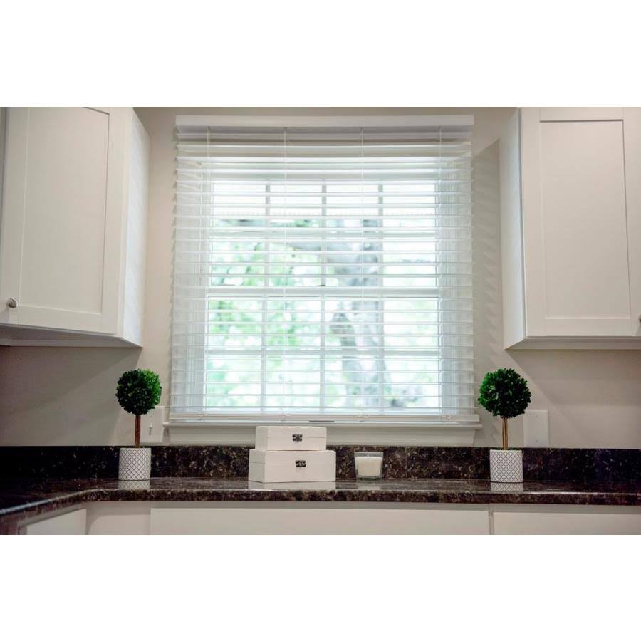 Cordless Soft White Faux Wood Room Darkening Blinds C206092