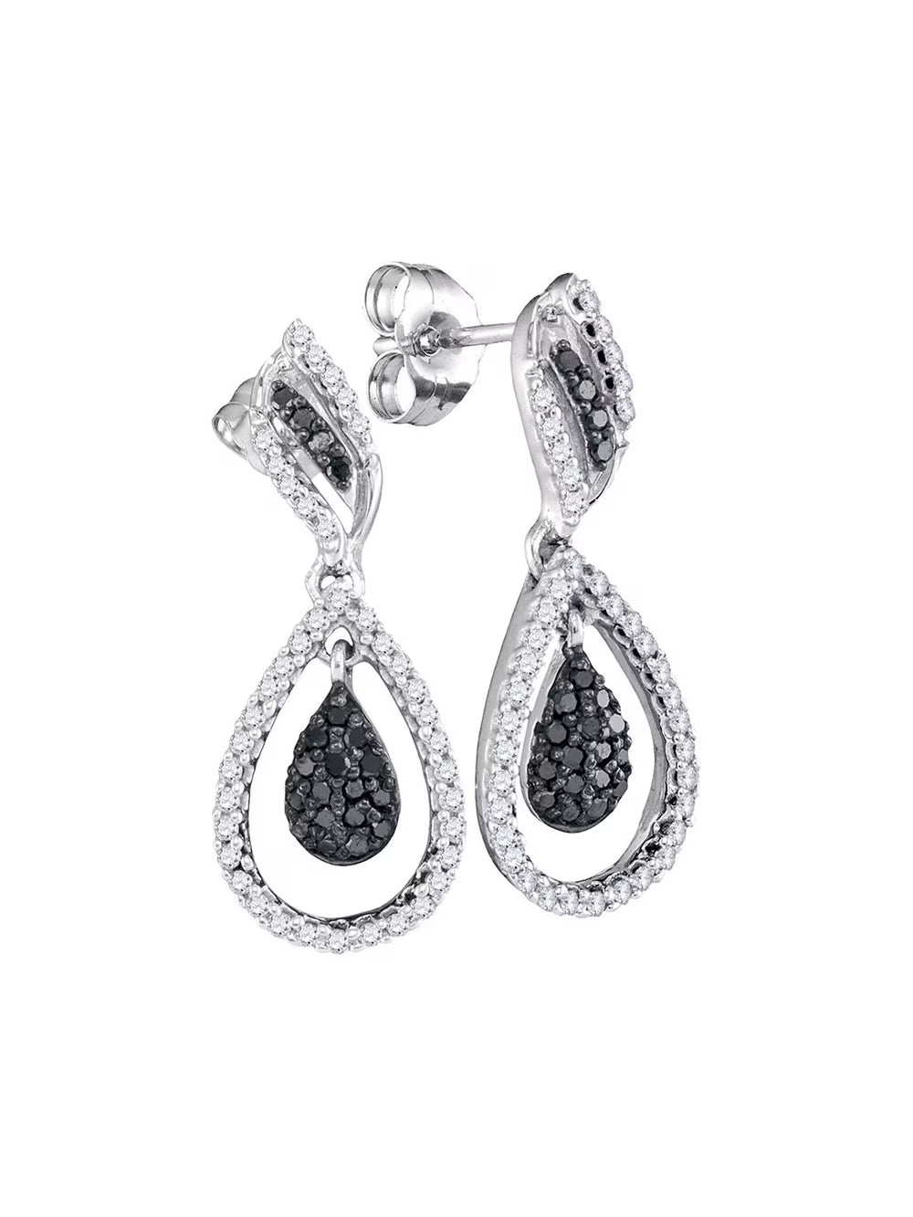 10kt White Gold Diamond Dangle Earrings 1/2 Cttw A10945