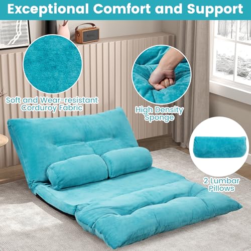 Beige Foldable Floor Sofa with 2 Pillows J980449