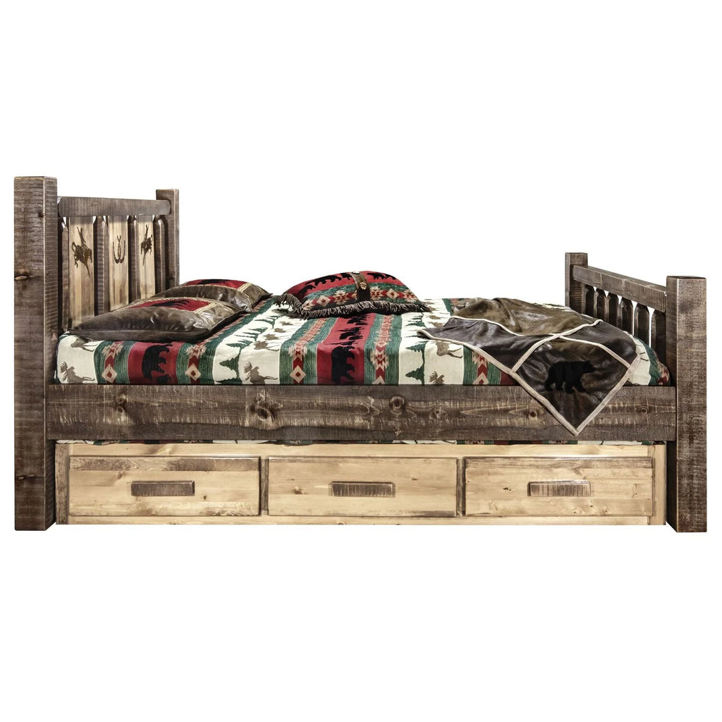 Brown Wood Twin Storage Bed K64561