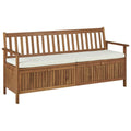 Solid Acacia Wood Storage Bench with Cushion T161808