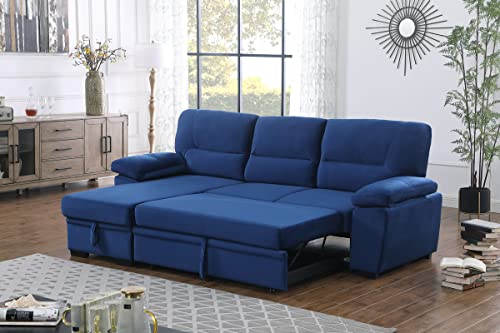 Black Grey Linen L Shaped Sleeper Sectional Sofa with Storage Chaise Q364