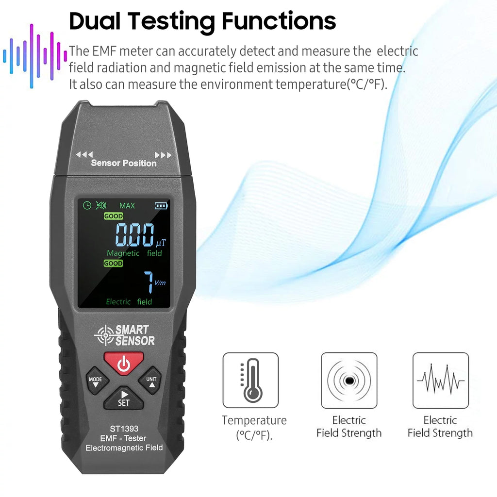 EMF Meter Handheld Digital LCD Electromagnetic Field Radiation Tester M486662