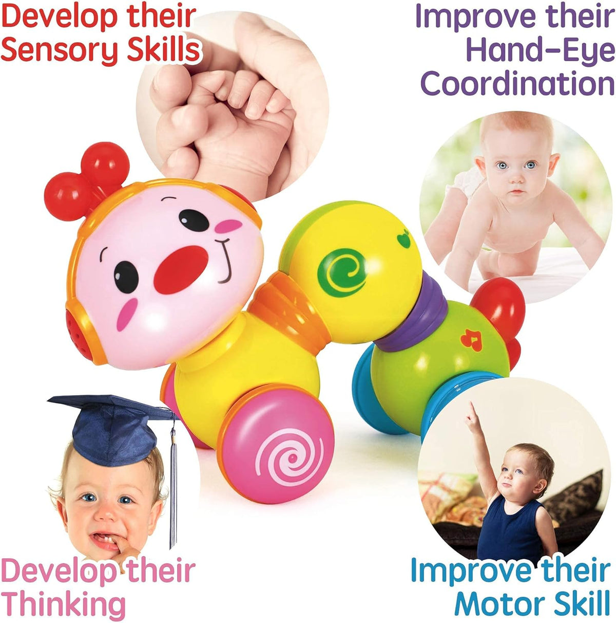 Press and Go Baby Crawling Toys with Light up Music D58870