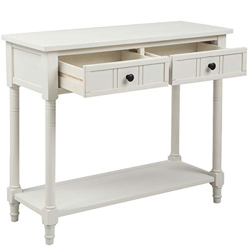 Ivory 2 Drawer Wood Console Table C69952