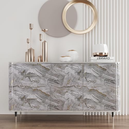 Glossy Beige Silver Marble Self Adhesive Vinyl Roll Wallpaper A6367