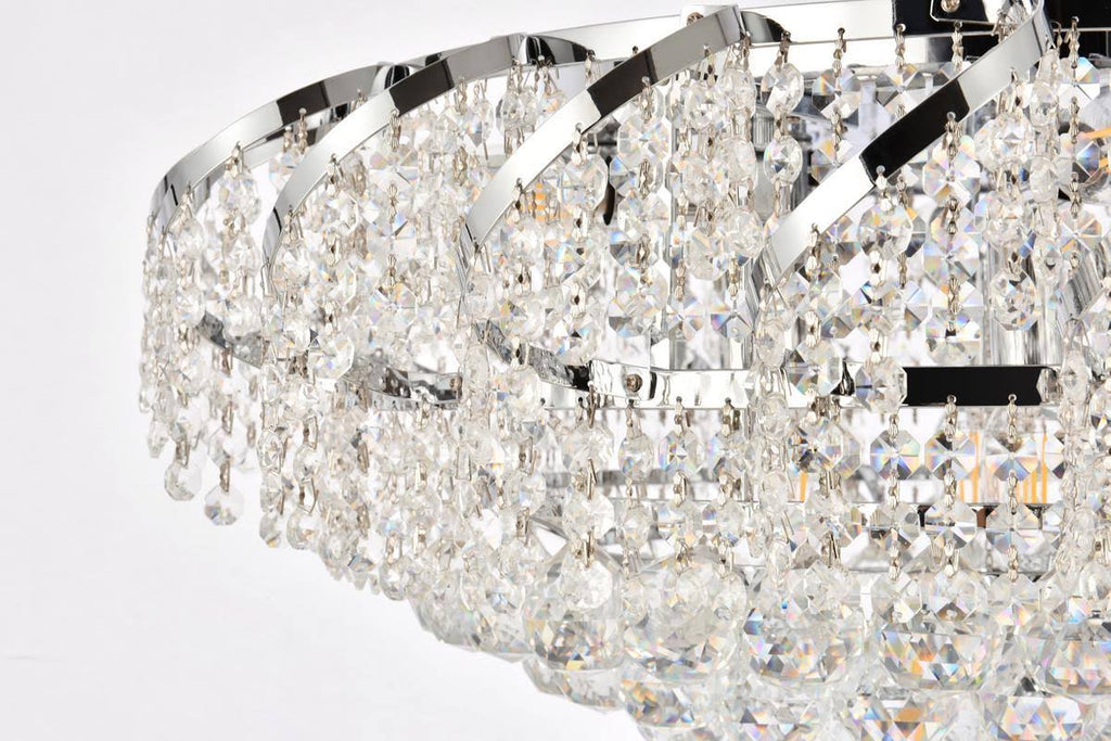 10 Light Chrome Flush Mount Clear Crystal H7991