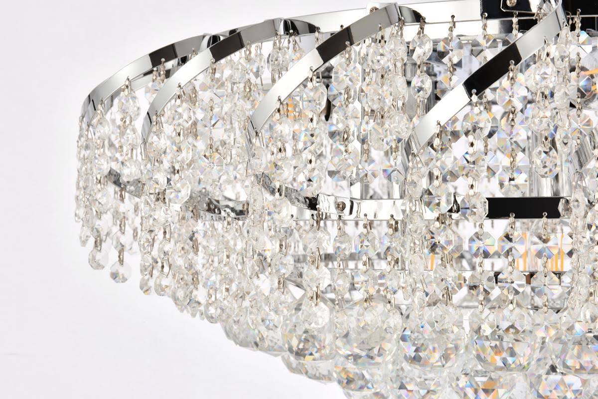 10 Light Chrome Flush Mount Clear Crystal H7991