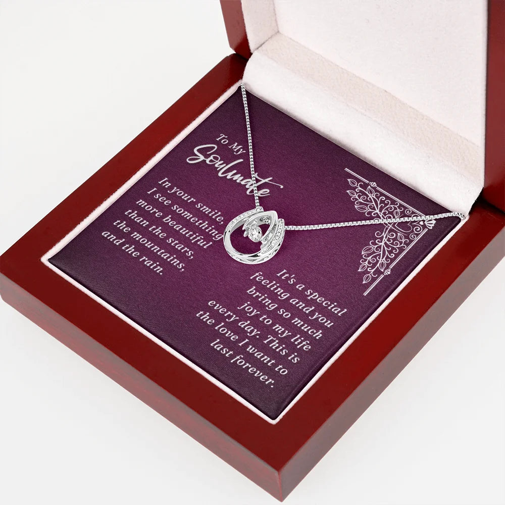 Lucky Horseshoe Necklace Message Card 14k CZ Crystals T386915