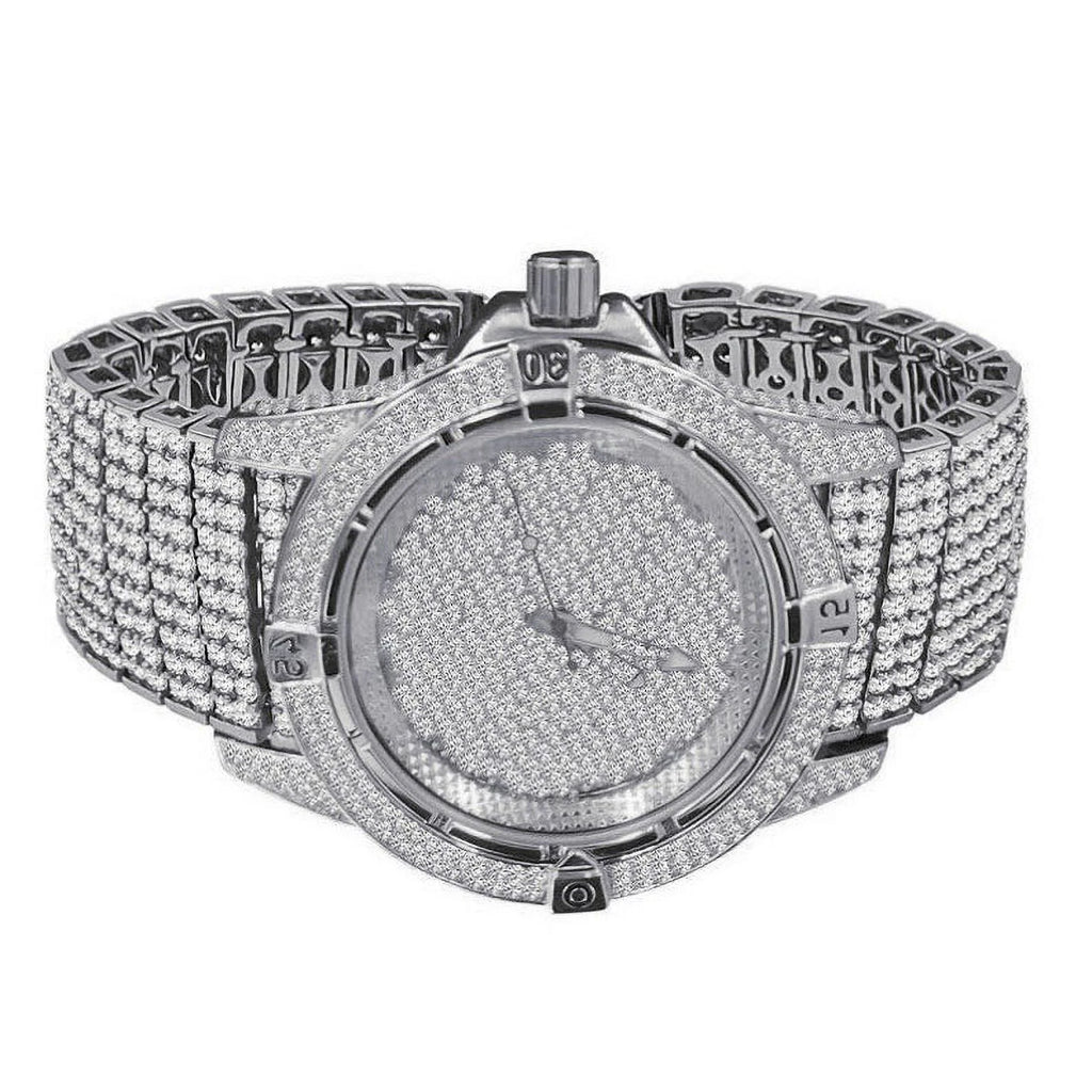White Gold Tone Iced Out Watch L214