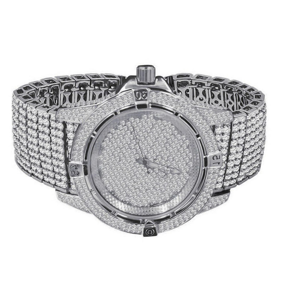 White Gold Tone Iced Out Watch L214