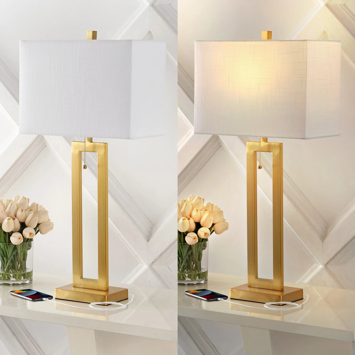 Vintage Industrial LED Table Lamp with USB Charging Port, Set of 2 V448